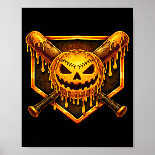 Honkbal druppel pompoen spookachtige geest hallowe poster