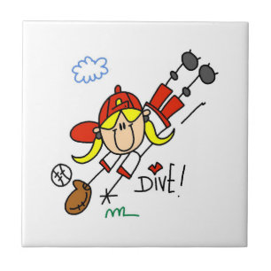 Honkbal Duik Meisjes Softbal T-shirts en Cadeaus Tegeltje