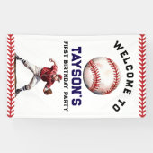 Honkbal eerste jaar naar beneden 1e verjaardag spandoek (Horizontaal)