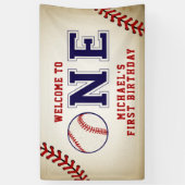  honkbal eerste verjaardag spandoek (Verticaal)