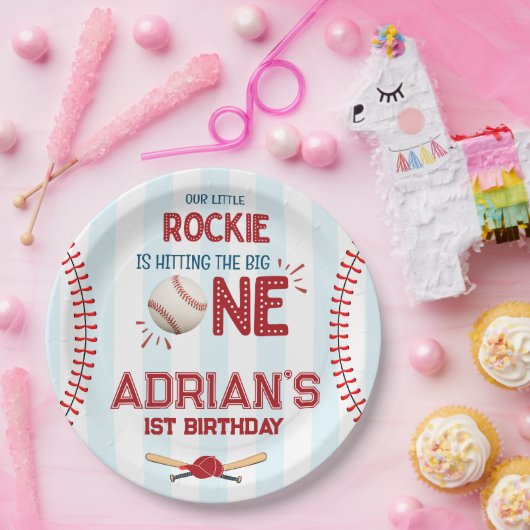 Honkbal eerste verjaardagsfeestje papieren bordje (Feest)