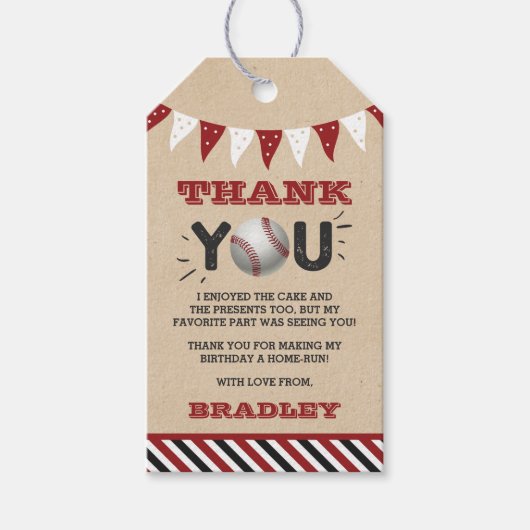 Honkbal elke leeftijd Verjaardag Cadeaulabel (Voorkant)