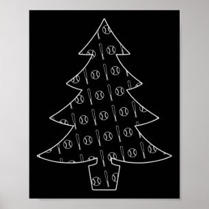 Honkbal en bat Collage Sport Kerstboom Poster
