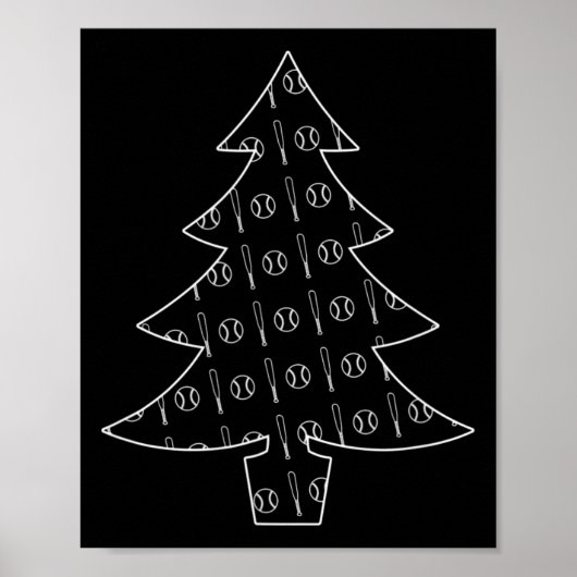 Honkbal en bat Collage Sport Kerstboom Poster (Voorkant)