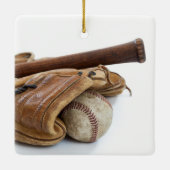 honkbal en bat keramisch ornament (Achterkant)