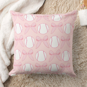 Honkbal en Bogen Roze Girly Nursery Sierkussen