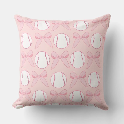 Honkbal en Bogen Roze Girly Nursery Sierkussen (Voorkant)