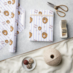 Honkbal en handschoenpatroon cadeaupapier