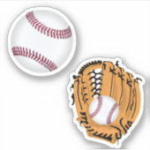 Honkbal en honkbalhandschoen sticker (Voorkant)