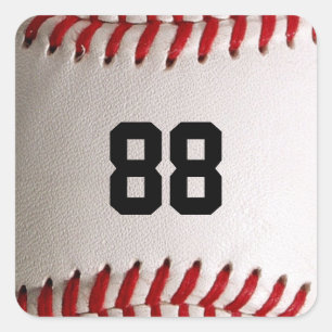 Honkbal en Softbal Rode Steek Vierkante Sticker