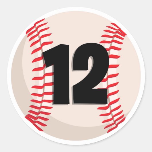 Honkbal Favoriete Nummer #12 Ronde Sticker (Voorkant)