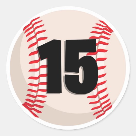 Honkbal Favoriete Nummer #15 Ronde Sticker (Voorkant)