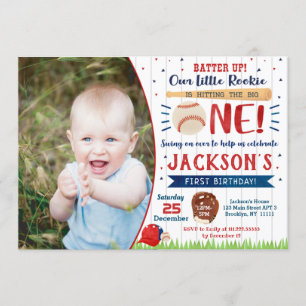 Honkbal Foto Eerste Verjaardag Uitnodigingen