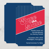 Honkbal geïnspireerde "Save The Date" (Rood / Mari Kaart (Voorkant / Achterkant)