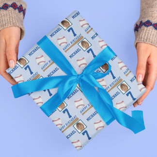 Honkbal Gelukkige Verjaardag Foto Cadeaupapier
