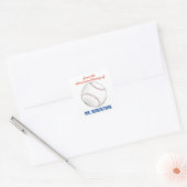Honkbal gepersonaliseerde leraar geschenk bookplat vierkante sticker (Envelop)