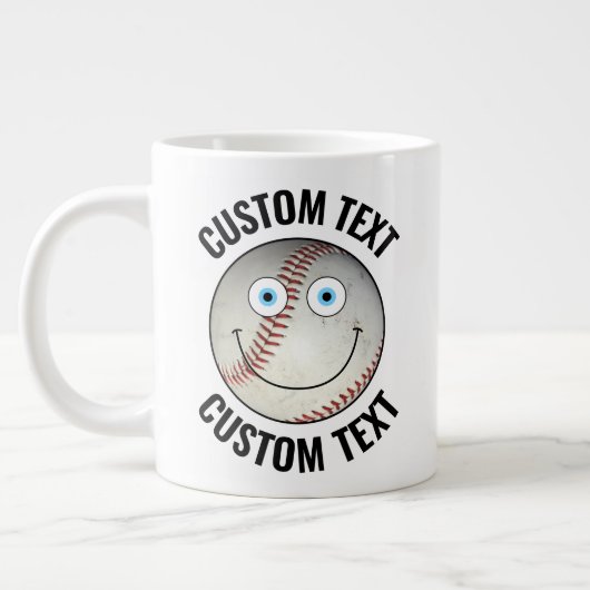 Honkbal Gepersonaliseerde Tekst Custom Happy Face Extra Grote Beker (Links)