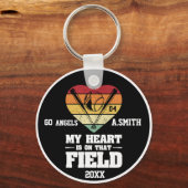 Honkbal geschenken Mijn hart is op dat veld Sleutelhanger (Voorkant)