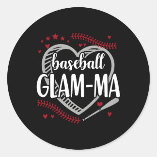 Honkbal Glam-Ma Sport Fan Moeder Oma Ronde Sticker