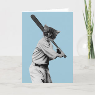 honkbal grappige kat feestdagen kaart