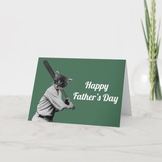 honkbal grappige kat Vaderdag Feestdagen Kaart (Voorkant)