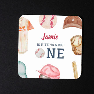Honkbal Grote Een Jongen 1e Verjaardag Vierkante Kartonnen Onderzetter