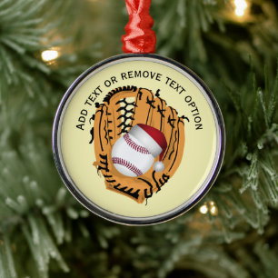 Honkbal, Handschoen, Vleermuizen Kerstmis Metalen Ornament