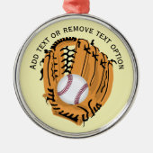Honkbal, Handschoen, Vleermuizen Kerstmis Metalen Ornament (Voorkant)