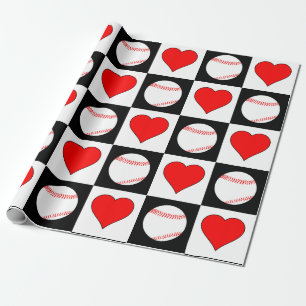 Honkbal & Harten Patroon Honkbalspeler Sport Cadeaupapier