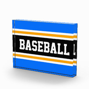 HONKBAL Helderblauw Zwart Wit Oranje Strepen Fotoblokken