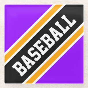 HONKBAL Heldere Paarse Zwarte Diagonale Strepen Glazen Onderzetter