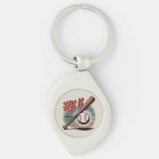  honkbal "Hit It" Retro Sports Sleutelhanger (Voorkant)