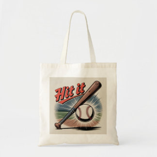  honkbal "Hit It" Retro Sports Tote Bag