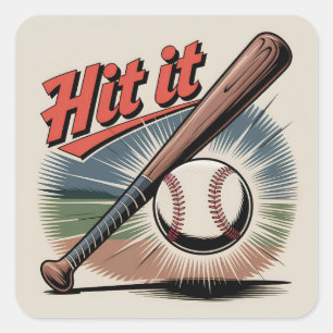  honkbal "Hit It" Retro Sports Vierkante Sticker
