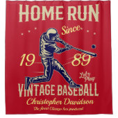 Honkbal Home Run Voeg Jouw naam Datum en Bericht R Douchegordijn (Voorkant)