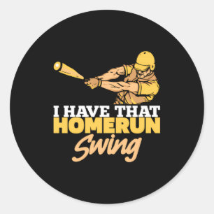 Honkbal Homerun Speler Team Sport Honkballer T-shi Ronde Sticker