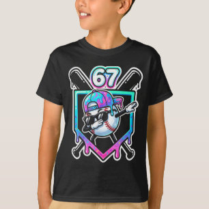 Honkbal Ijs Drip 67 Speler Dabbing Zes Zeven T-shirt
