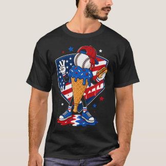 Honkbal Ijs Drip Jongens Jeugd Amerikaanse Vlag T-shirt