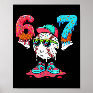 Honkbal Ijs Drip Nummer 67 Speler 67e Verjaardag Poster