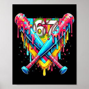 Honkbal Ijs Drip Nummer 67 Speler 67e Verjaardag Poster