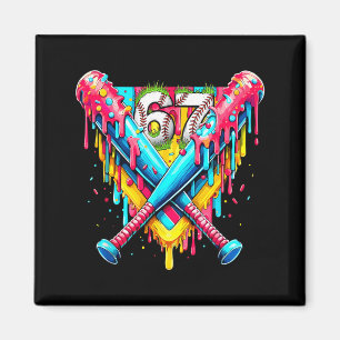 Honkbal Ijs Drip Nummer 67 Speler 67ste Verjaardag Magneet