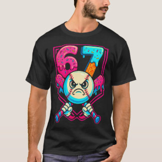 Honkbal Ijs Drip Nummer 67 Zes Zeven Meme 6 T-shirt