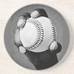 honkbal in hand zandsteen onderzetter
