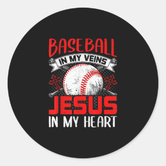 honkbal in mijn zegen Jezus in mijn hart honkbal Ronde Sticker