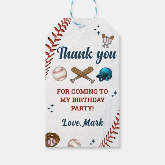Honkbal Jongen Verjaardag Dank u Cadeaulabel (Achterkant)