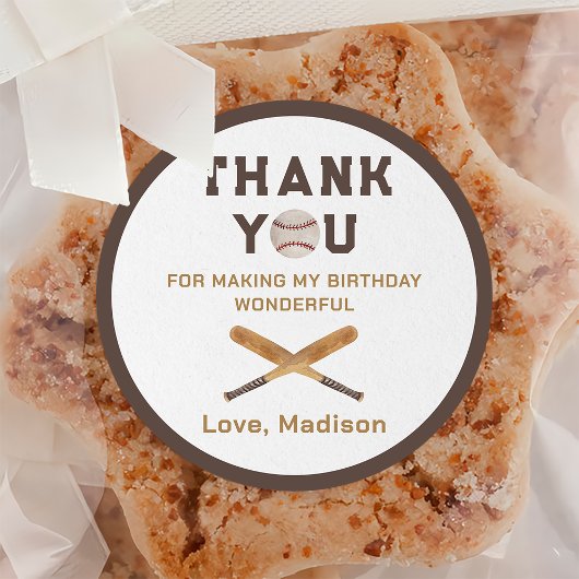 Honkbal Jongen Verjaardag Dank u Ronde Sticker