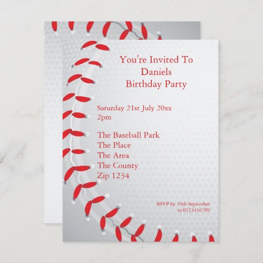 Honkbal Kaart (Voorkant / Achterkant)