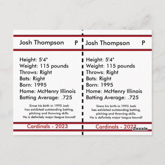  honkbal Kaart (Achterkant)