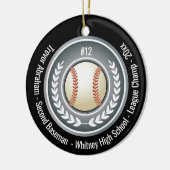 Honkbal Kampioen Speler School Zwart Keramisch Ornament (Links)