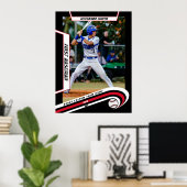 Honkbal Keepsakes in Lively Red Black Custom Poster (Thuiskantoor)